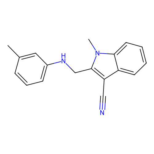 1-methyl-2-{[(3-methylphenyl)amino]methyl}-1H-indole-3-carbonitrile structure