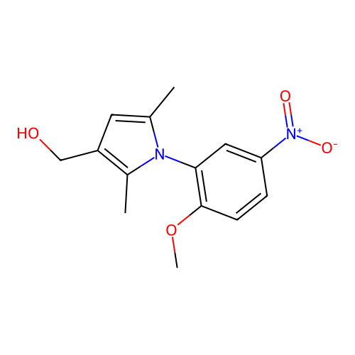 [1-(2-methoxy-5-nitrophenyl)-2,5-dimethyl-1H-pyrrol-3-yl]methanol structure