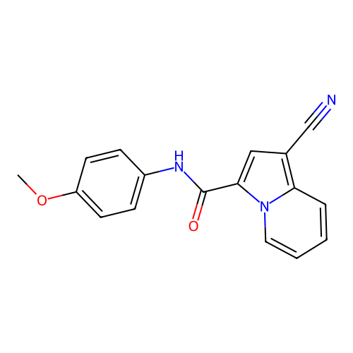 1-cyano-N-(4-methoxyphenyl)-3-indolizinecarboxamide structure