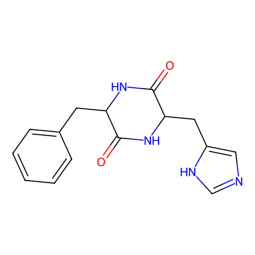 3-benzyl-6-(1H-imidazol-5-ylmethyl)piperazine-2,5-dione structure