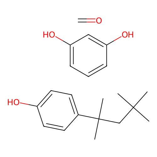 Benzene-1,3-diol;formaldehyde;4-(2,4,4-trimethylpentan-2-yl)phenol structure