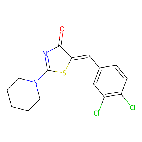 (5Z)-5-(3,4-dichlorobenzylidene)-2-(piperidin-1-yl)-1,3-thiazol-4(5H)-one structure