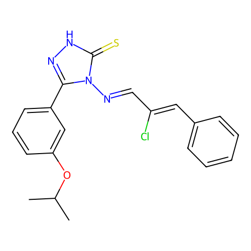 4-{[(1E,2Z)-2-chloro-3-phenylprop-2-en-1-ylidene]amino}-5-[3-(propan-2-yloxy)phenyl]-2,4-dihydro-3H-1,2,4-triazole-3-thione structure