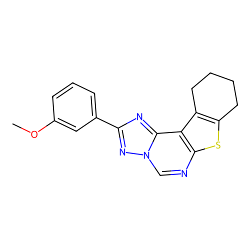 2-(3-methoxyphenyl)-8,9,10,11-tetrahydro[1]benzothieno[3,2-e][1,2,4]triazolo[1,5-c]pyrimidine structure