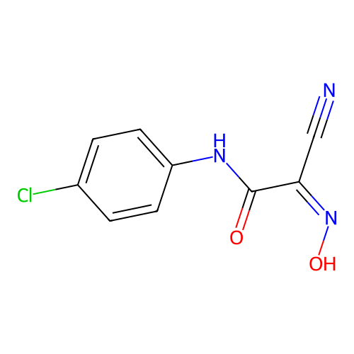 (2Z)-N-(4-chlorophenyl)-2-cyano-2-(hydroxyimino)ethanamide structure