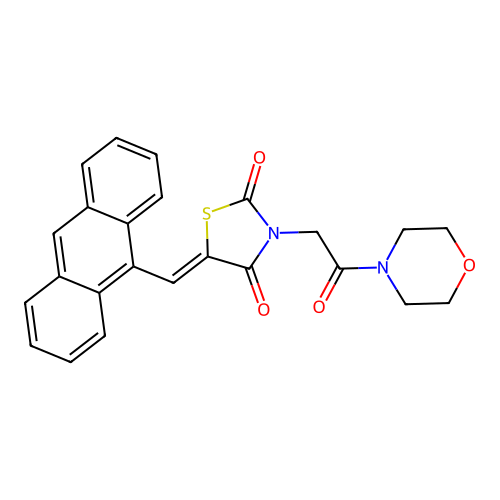 (Z)-5-(anthracen-9-ylmethylene)-3-(2-morpholino-2-oxoethyl)thiazolidine-2,4-dione structure