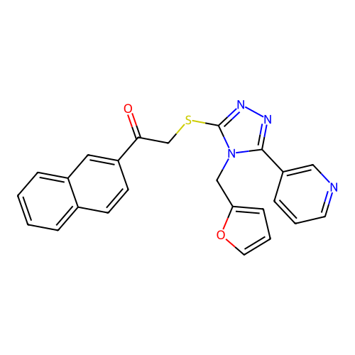 2-[4-(2-furylmethyl)-5-(3-pyridyl)(1,2,4-triazol-3-ylthio)]-1-(2-naphthyl)etha n-1-one structure