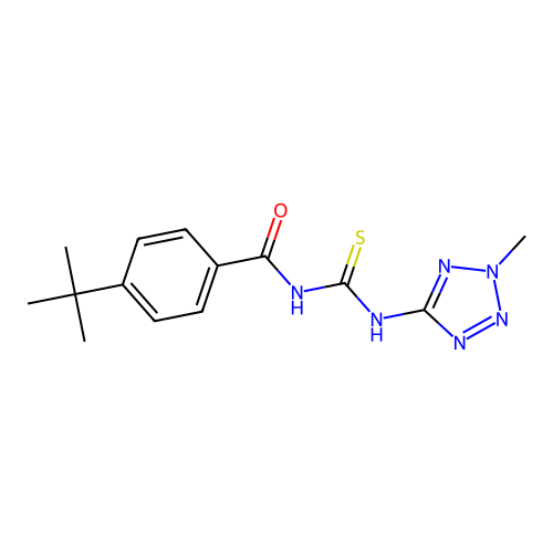 4-tert-butyl-N-[(2-methyl-2H-tetrazol-5-yl)carbamothioyl]benzamide structure