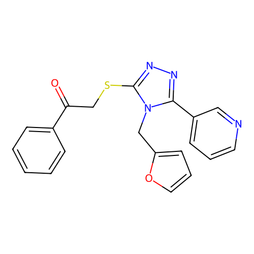 2-{[4-(2-furylmethyl)-5-(3-pyridinyl)-4H-1,2,4-triazol-3-yl]thio}-1-phenylethanone structure