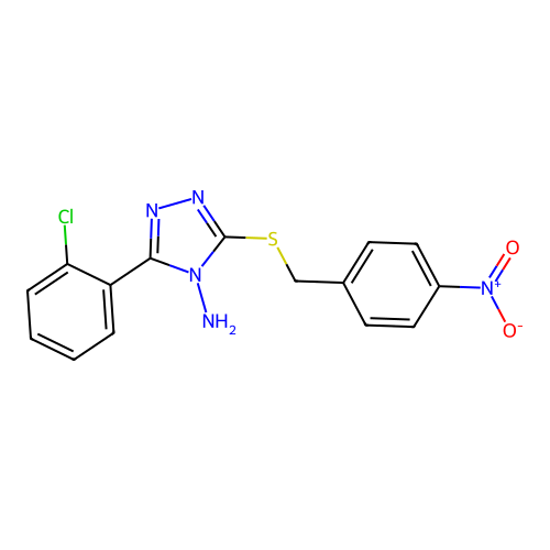 3-(2-Chlorophenyl)-5-[(4-nitrophenyl)methylthio]-1,2,4-triazole-4-ylamine structure