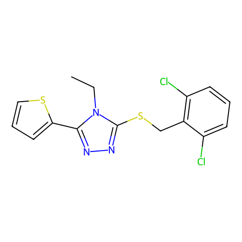 3-[(2,6-dichlorobenzyl)sulfanyl]-4-ethyl-5-(thiophen-2-yl)-4H-1,2,4-triazole structure