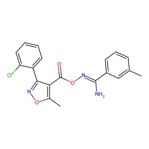 (Z)-N'-((3-(2-chlorophenyl)-5-methylisoxazole-4-carbonyl)oxy)-3-methylbenzimidamide structure