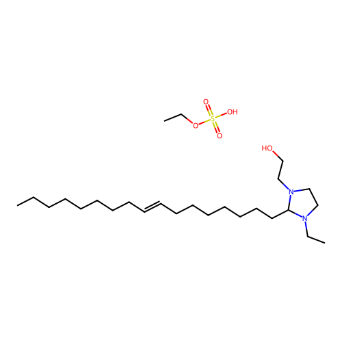 (Z)-3-Ethyl-2-heptadec-8-enyl-1-(2-hydroxyethyl)imidazolidinium ethyl sulphate structure