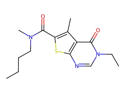 N-butyl-3-ethyl-N,5-dimethyl-4-oxothieno[2,3-d]pyrimidine-6-carboxamide structure
