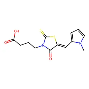 4-[(5Z)-5-[(1-methylpyrrol-2-yl)methylidene]-4-oxo-2-sulfanylidene-1,3-thiazolidin-3-yl]butanoic acid structure