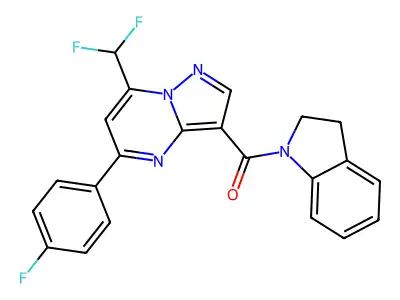 [7-(difluoromethyl)-5-(4-fluorophenyl)pyrazolo[1,5-a]pyrimidin-3-yl](2,3-dihydro-1H-indol-1-yl)methanone structure