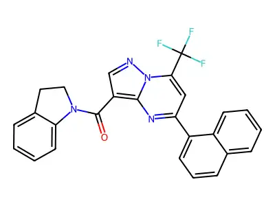 2,3-dihydroindol-1-yl-[5-naphthalen-1-yl-7-(trifluoromethyl)pyrazolo[1,5-a]pyrimidin-3-yl]methanone structure