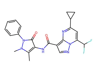5-cyclopropyl-7-(difluoromethyl)-N-(1,5-dimethyl-3-oxo-2-phenyl-2,3-dihydro-1H-pyrazol-4-yl)pyrazolo[1,5-a]pyrimidine-3-carboxamide structure