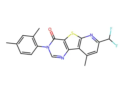 7-(difluoromethyl)-3-(2,4-dimethylphenyl)-9-methylpyrido[3',2':4,5]thieno[3,2-d]pyrimidin-4(3H)-one structure
