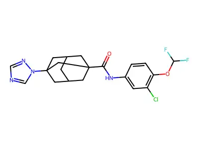 N-[3-chloro-4-(difluoromethoxy)phenyl]-3-(1,2,4-triazol-1-yl)adamantane-1-carboxamide structure