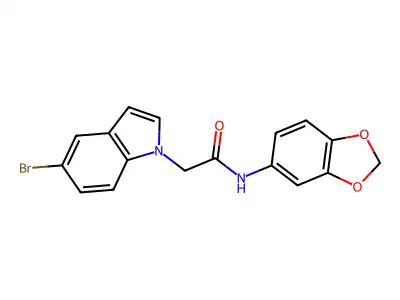 N-(1,3-benzodioxol-5-yl)-2-(5-bromo-1H-indol-1-yl)acetamide structure