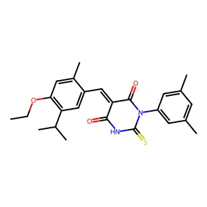 (5E)-1-(3,5-dimethylphenyl)-5-[(4-ethoxy-2-methyl-5-propan-2-ylphenyl)methylidene]-2-sulfanylidene-1,3-diazinane-4,6-dione structure