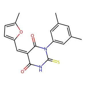 (5E)-1-(3,5-dimethylphenyl)-5-[(5-methylfuran-2-yl)methylidene]-2-sulfanylidene-1,3-diazinane-4,6-dione structure