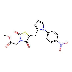 methyl [(5E)-5-{[1-(4-nitrophenyl)-1H-pyrrol-2-yl]methylidene}-2,4-dioxo-1,3-thiazolidin-3-yl]acetate structure