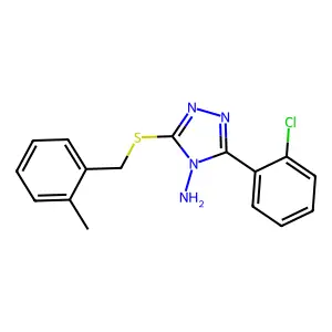 3-(2-Chlorophenyl)-5-[(2-methylphenyl)methylthio]-1,2,4-triazole-4-ylamine structure