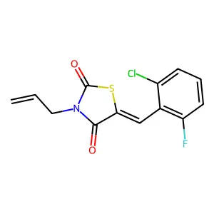 (5E)-5-(2-chloro-6-fluorobenzylidene)-3-(prop-2-en-1-yl)-1,3-thiazolidine-2,4-dione structure