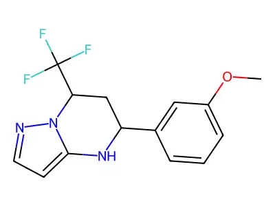 5-(3-methoxyphenyl)-7-(trifluoromethyl)-4,5,6,7-tetrahydropyrazolo[1,5-a]pyrimidine structure