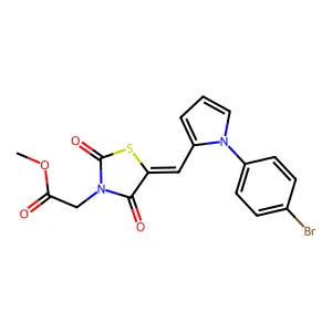 methyl [(5E)-5-{[1-(4-bromophenyl)-1H-pyrrol-2-yl]methylidene}-2,4-dioxo-1,3-thiazolidin-3-yl]acetate structure