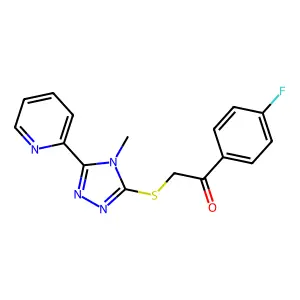 1-(4-fluorophenyl)-2-{[4-methyl-5-(pyridin-2-yl)-4H-1,2,4-triazol-3-yl]sulfanyl}ethanone structure