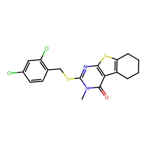 2-[(2,4-dichlorobenzyl)sulfanyl]-3-methyl-5,6,7,8-tetrahydro[1]benzothieno[2,3-d]pyrimidin-4(3H)-one structure