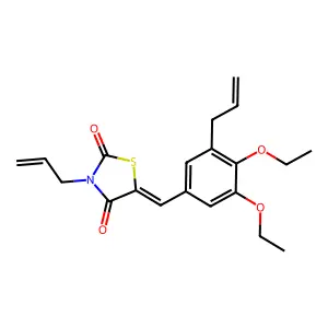 (5E)-5-[(3,4-diethoxy-5-prop-2-enylphenyl)methylidene]-3-prop-2-enyl-1,3-thiazolidine-2,4-dione structure