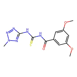 3,5-dimethoxy-N-[(2-methyltetrazol-5-yl)carbamothioyl]benzamide structure