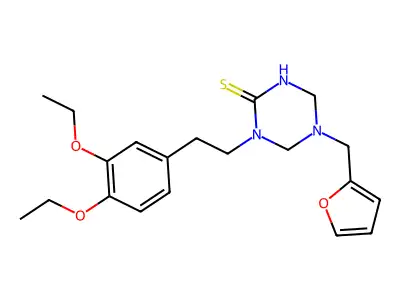 1-[2-(3,4-Diethoxyphenyl)ethyl]-5-(furan-2-ylmethyl)-1,3,5-triazinane-2-thione structure