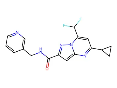 5-Cyclopropyl-7-(difluoromethyl)-N-(3-pyridinylmethyl)pyrazolo[1,5-a]pyrimidine-2-carboxamide structure