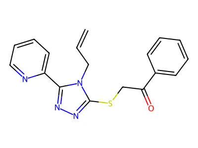 1-phenyl-2-{[4-(prop-2-en-1-yl)-5-(pyridin-2-yl)-4H-1,2,4-triazol-3-yl]sulfanyl}ethanone structure