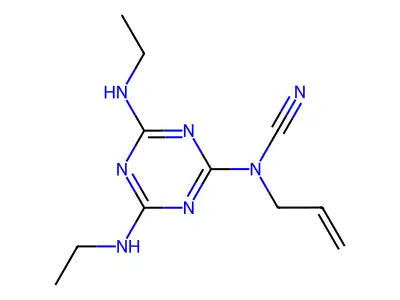 [4,6-Bis(ethylamino)-1,3,5-triazin-2-yl]prop-2-en-1-ylcyanamide structure