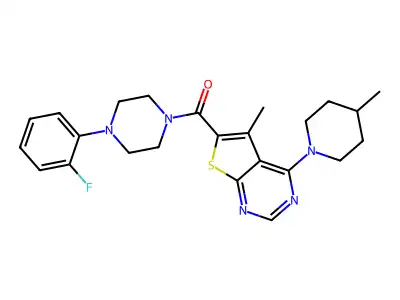 [4-(2-Fluorophenyl)piperazin-1-yl][5-methyl-4-(4-methylpiperidin-1-yl)thieno[2,3-d]pyrimidin-6-yl]methanone structure