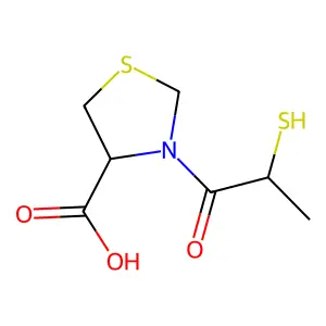 4-Thiazolidinecarboxylic acid, 3-(2-mercapto-1-oxopropyl)-, (S-(R*,S*))- structure