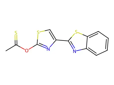 Ethanethioic acid, S-(4-(2-benzothiazolyl)-2-thiazolyl) ester structure
