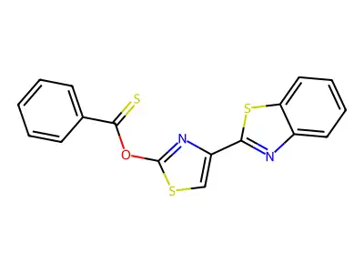 Benzenecarbothioic acid, S-(4-(2-benzothiazolyl)-2-thiazolyl) ester structure