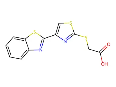 Acetic acid, ((4-(2-benzothiazolyl)-2-thiazolyl)thio)- structure