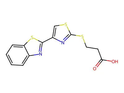 Propanoic acid, 3-((4-(2-benzothiazolyl)-2-thiazolyl)thio)- structure