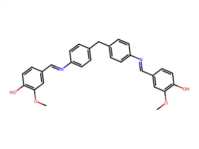 4,4'-Methylenebis(N-(4-hydroxy-3-methoxybenzylidene)aniline) structure