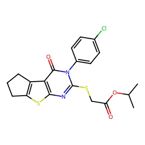 ISOPROPYL {[3-(4-CHLOROPHENYL)-4-OXO-3,5,6,7-TETRAHYDRO-4H-CYCLOPENTA[4,5]THIENO[2,3-D]PYRIMIDIN-2-YL]SULFANYL}ACETATE structure