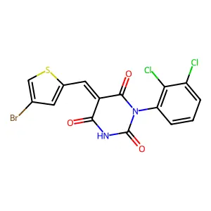 (5E)-5-[(4-bromothiophen-2-yl)methylidene]-1-(2,3-dichlorophenyl)-1,3-diazinane-2,4,6-trione structure