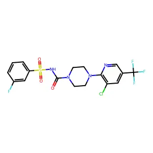 4-[3-Chloro-5-(trifluoromethyl)-2-pyridinyl]-N-[(3-fluorophenyl)sulfonyl]-1-piperazinecarboxamide structure